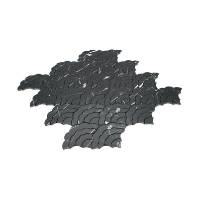 Fan Black Peel & Stick Splashback | 26.8×28.1 cm | Self-Adhesive Mosaic Tile