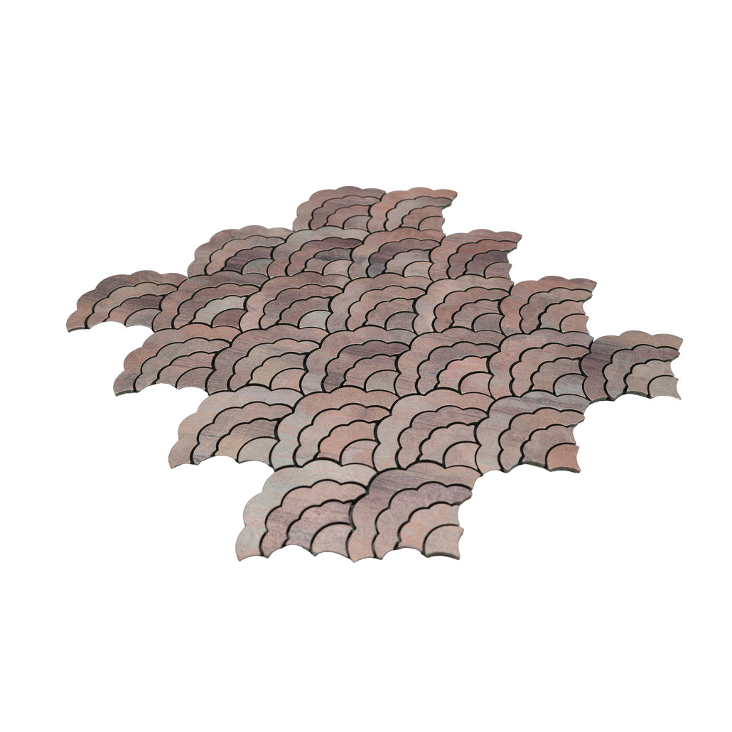 Fan Mauve Peel & Stick Splashback | 26.8×28.1 cm | Self-Adhesive Mosaic Tile