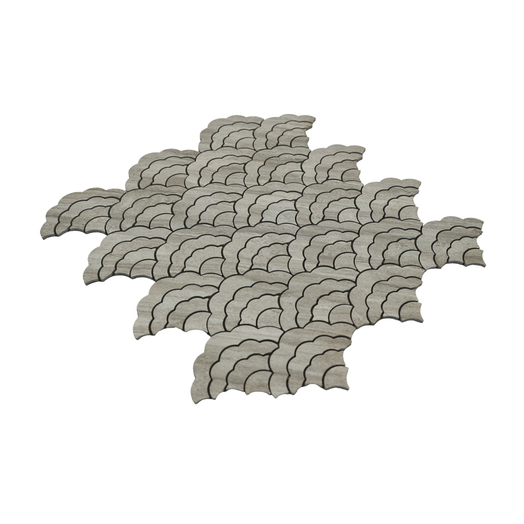 Fan Gray Peel & Stick Splashback | 26.8×28.1 cm | Self-Adhesive Mosaic Tile