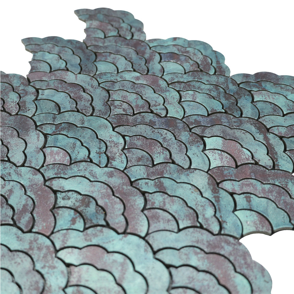 Fan Patina Copper Peel & Stick Splashback | 26.8×28.1 cm | Self-Adhesive Mosaic Tile