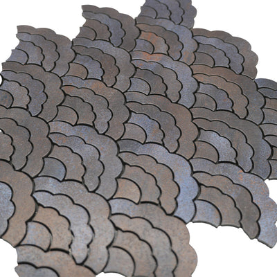 Fan Anthracite Peel & Stick Splashback | 26.8×28.1 cm | Self-Adhesive Mosaic Tile