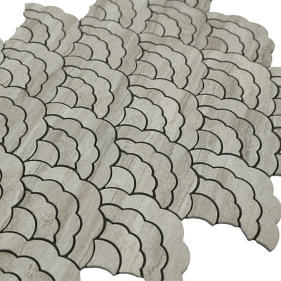 Fan Gray Peel & Stick Splashback | 26.8×28.1 cm | Self-Adhesive Mosaic Tile