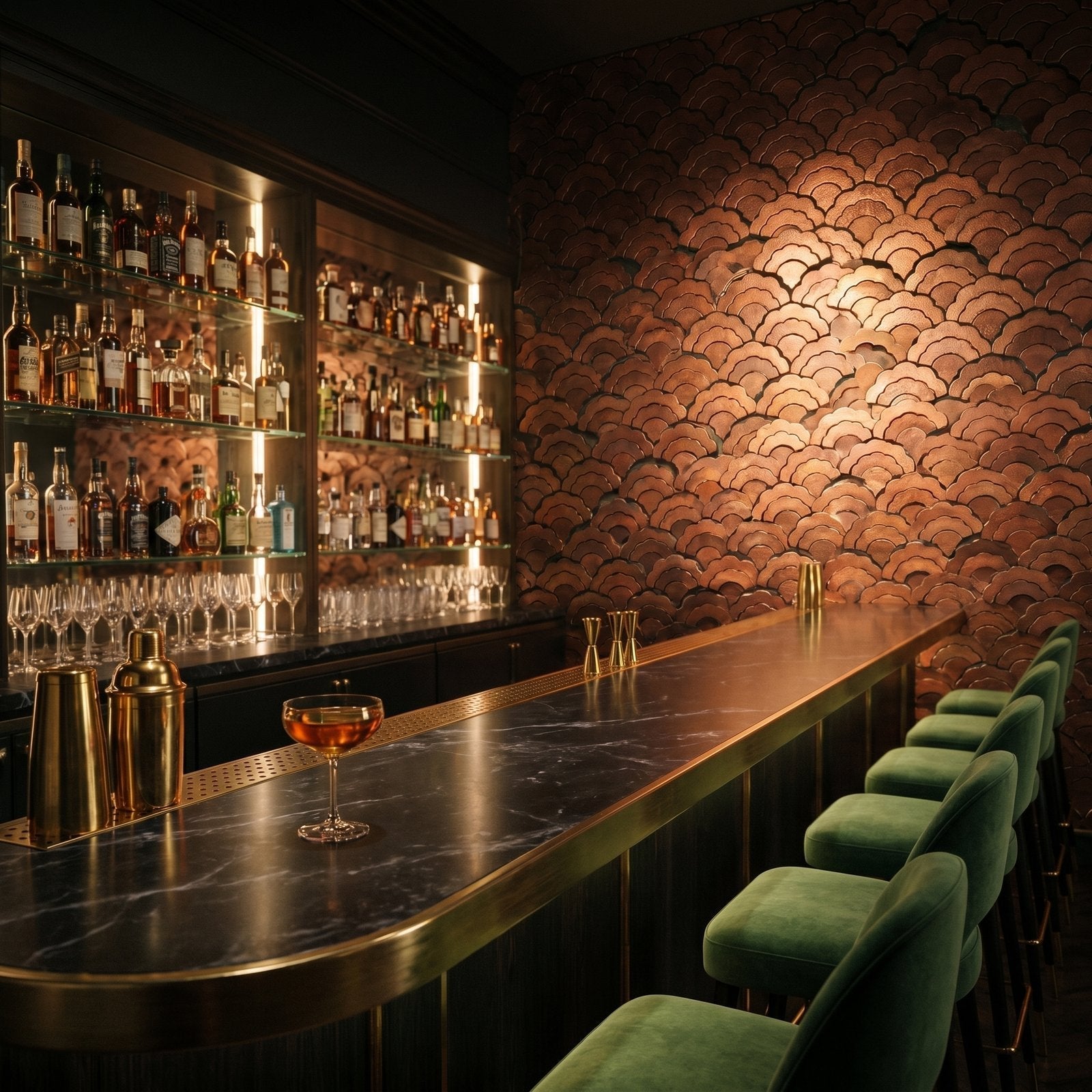Fan Copper Peel & Stick Splashback | 26.8×28.1 cm | Self-Adhesive Mosaic Tile