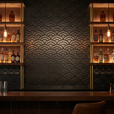 Fan Anthracite Peel & Stick Splashback | 26.8×28.1 cm | Self-Adhesive Mosaic Tile