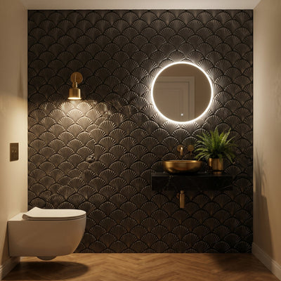 Fan Anthracite Peel & Stick Splashback | 26.8×28.1 cm | Self-Adhesive Mosaic Tile