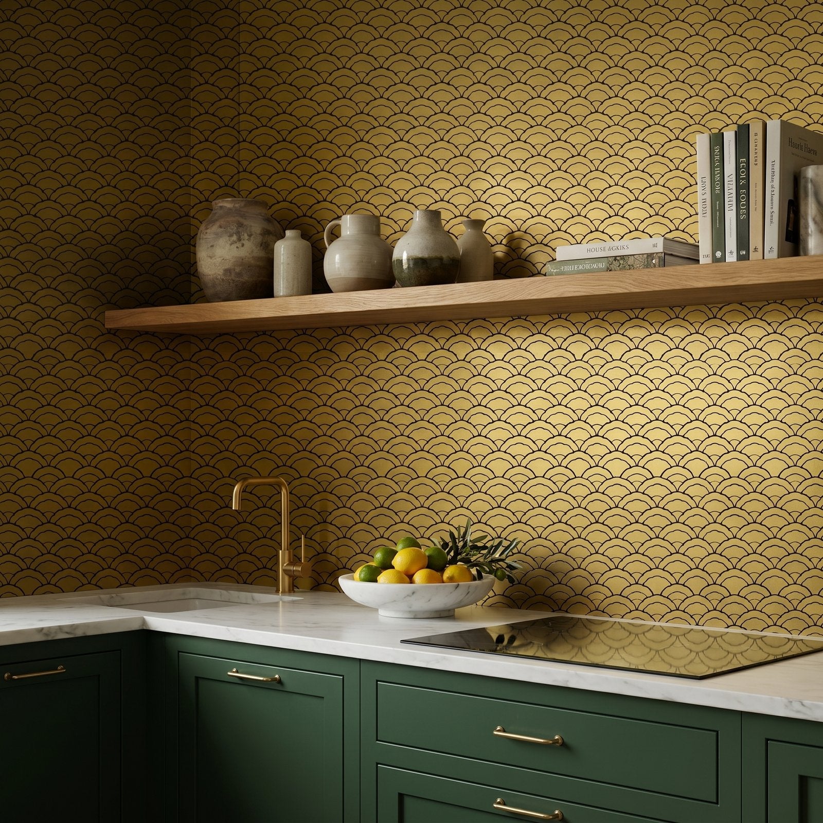 Fan Gold Peel & Stick Splashback | 26.8×28.1 cm | Self-Adhesive Mosaic Tile