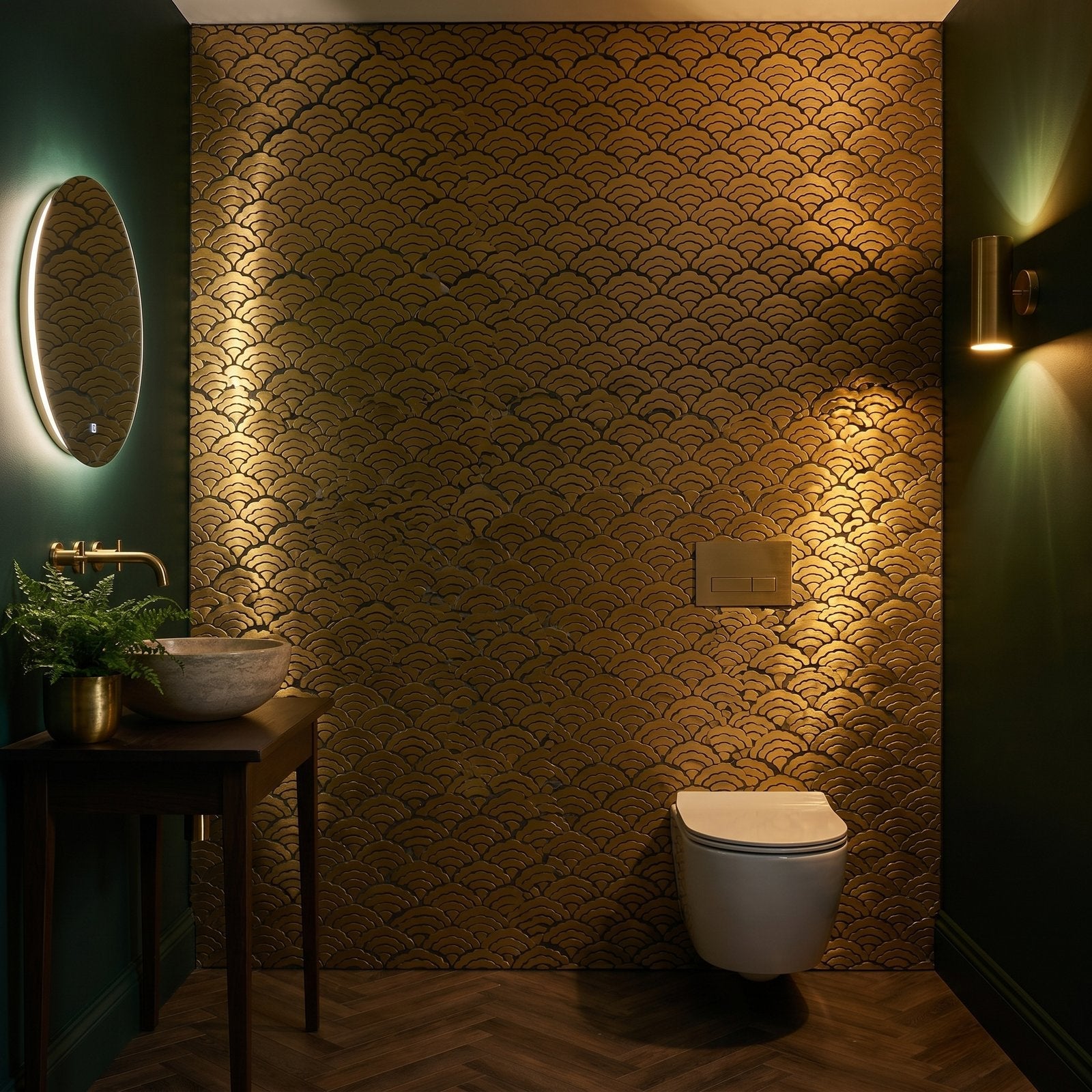 Fan Gold Peel & Stick Splashback | 26.8×28.1 cm | Self-Adhesive Mosaic Tile