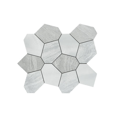 Polygon Silver Peel & Stick Splashback | 30×26.2 cm | Self-Adhesive Mosaic Tile