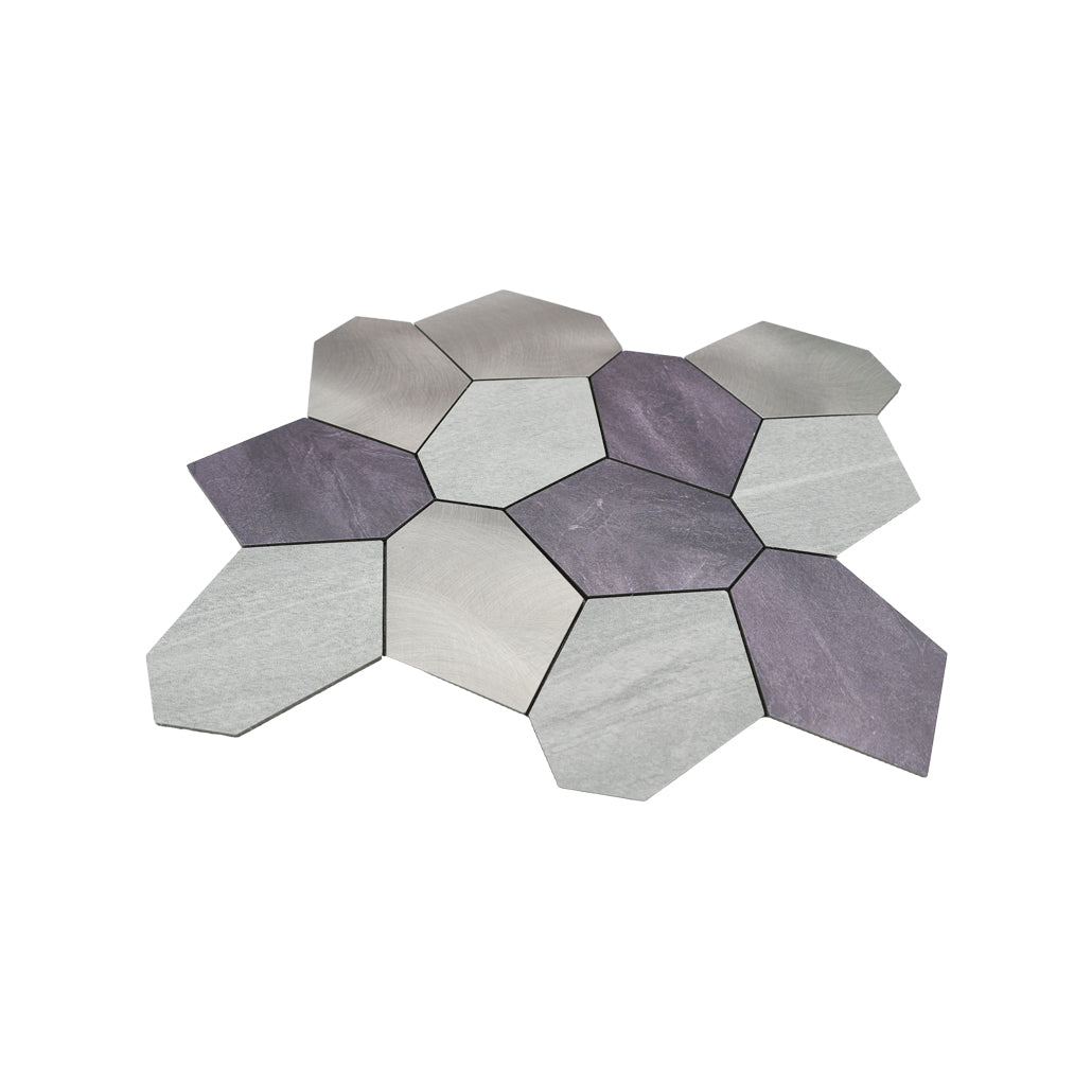 Polygon Gray Peel & Stick Splashback | 30×26.2 cm | Self-Adhesive Mosaic Tile