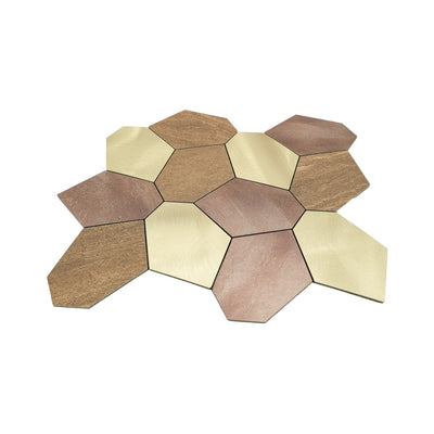 Polygon Gold Peel & Stick Splashback | 30×26.2 cm | Self-Adhesive Mosaic Tile