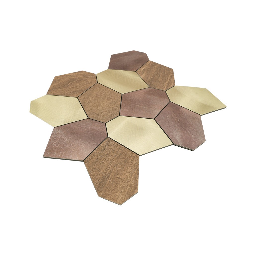 Polygon Gold Peel & Stick Splashback | 30×26.2 cm | Self-Adhesive Mosaic Tile