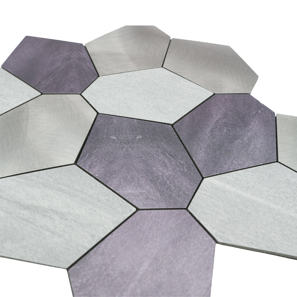 Polygon Gray Peel & Stick Splashback | 30×26.2 cm | Self-Adhesive Mosaic Tile
