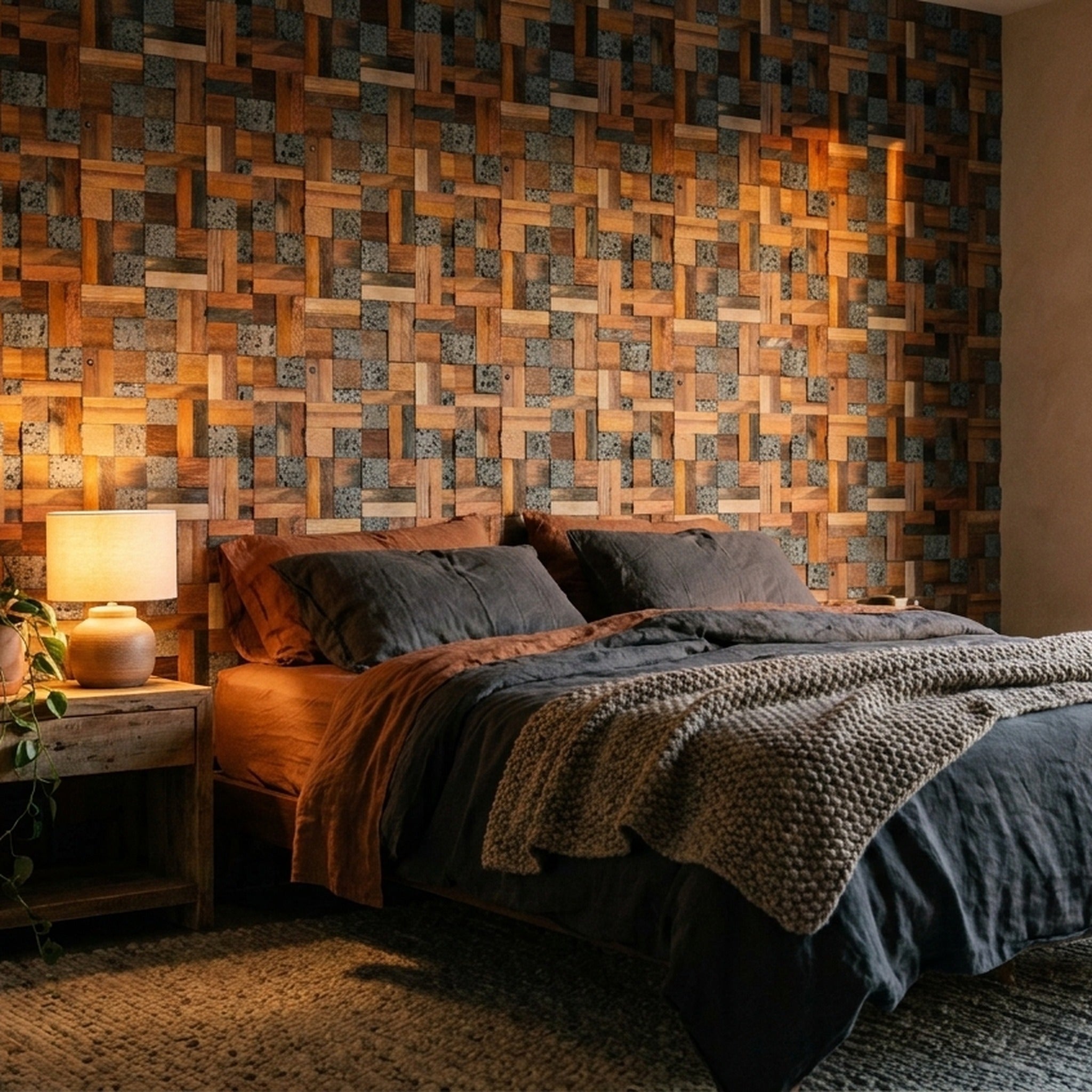 Lava Mix 3D Wood Wall Panel | 30×30 cm | Real Wood