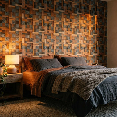 Lava Mix 3D Wood Wall Panel | 30×30 cm | Real Wood