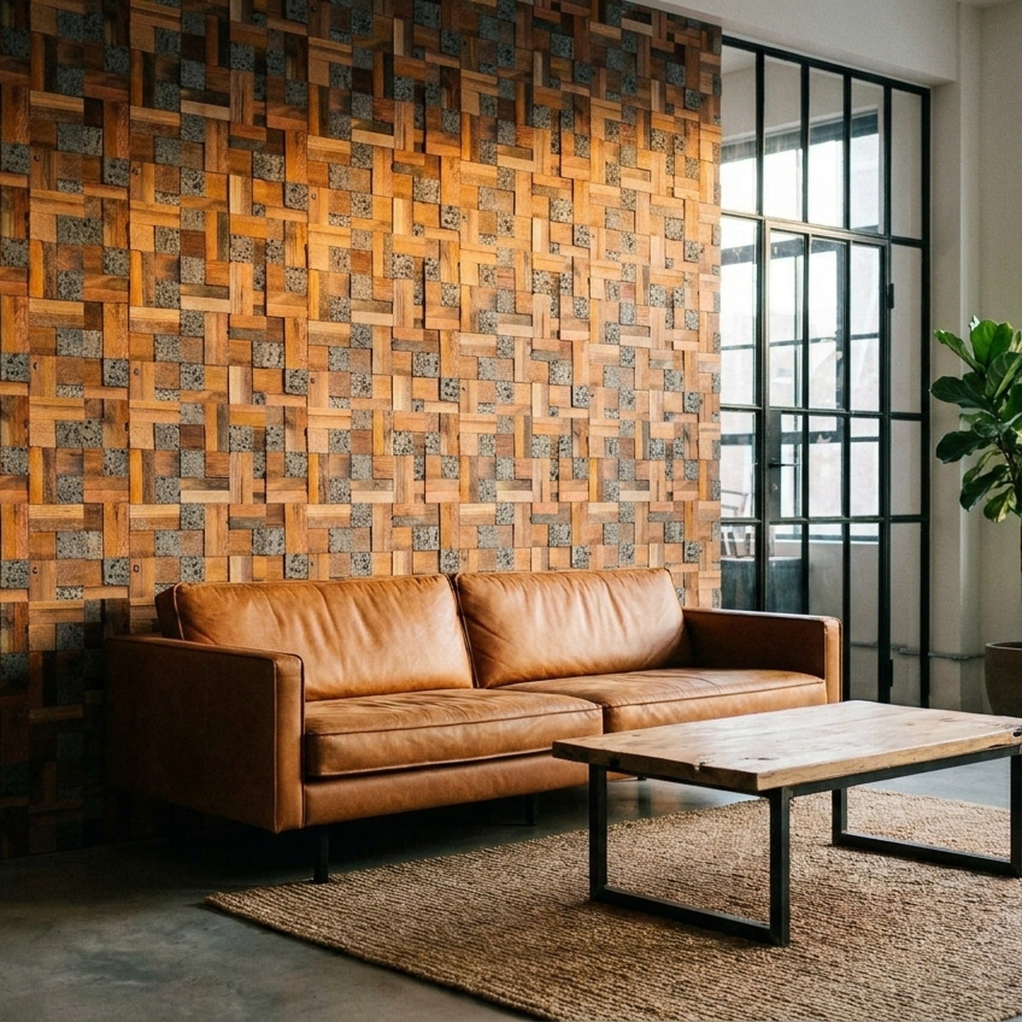 Lava Mix 3D Wood Wall Panel | 30×30 cm | Real Wood