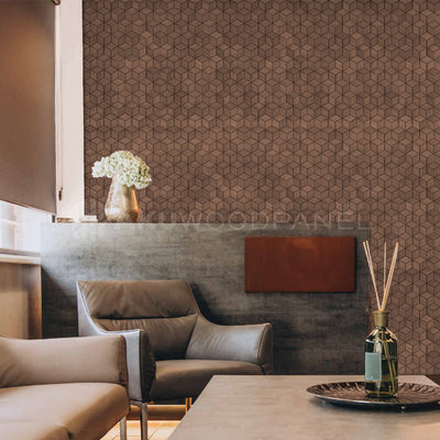Lobelia Rust Copper 3D Decorative Wall Panel 60x60cm Handcrafted Aku Woodpanel UK