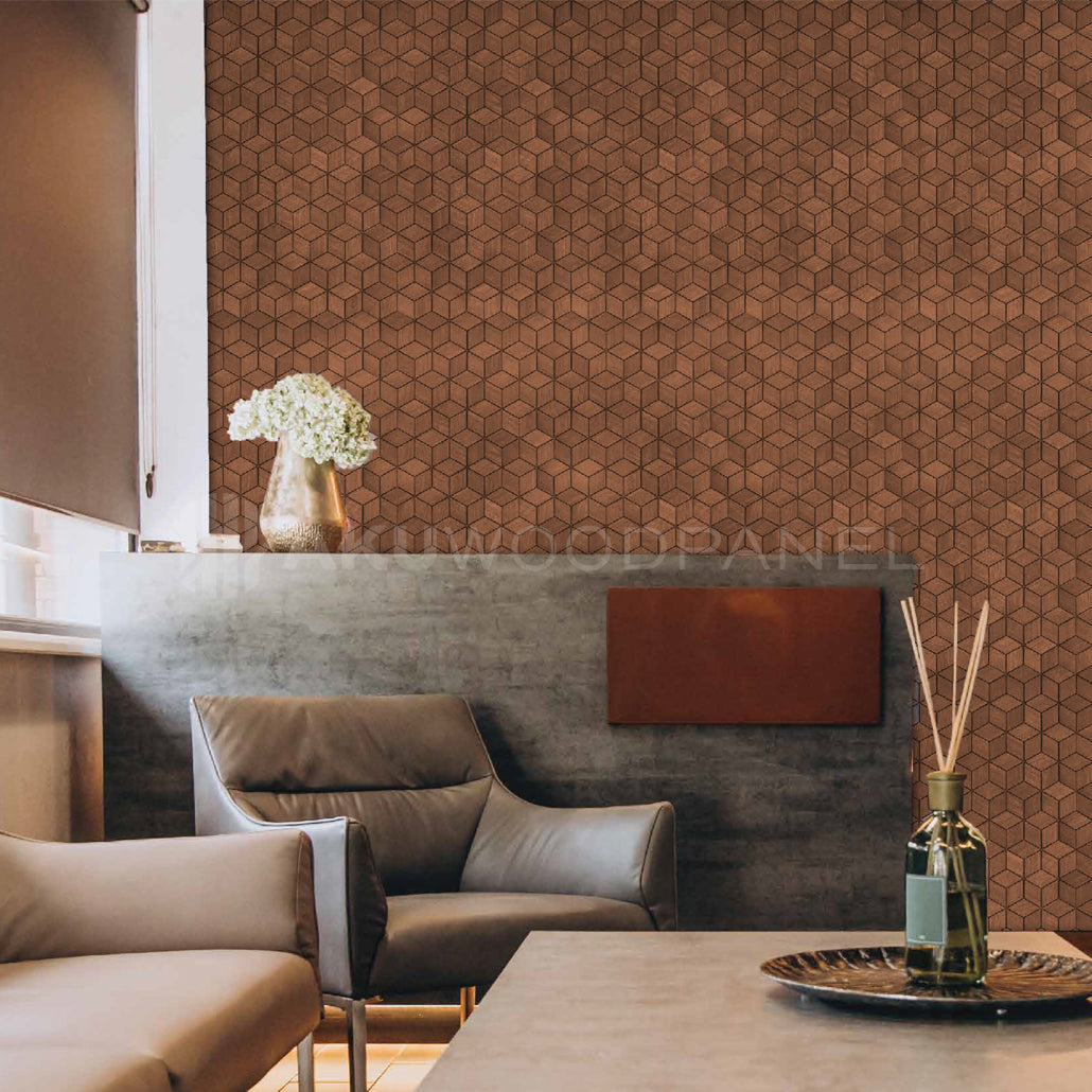 Sample - Decorative Wall Panel | Lobelia - Smoked Brown | American walnut | Handcrafted | 3D panel