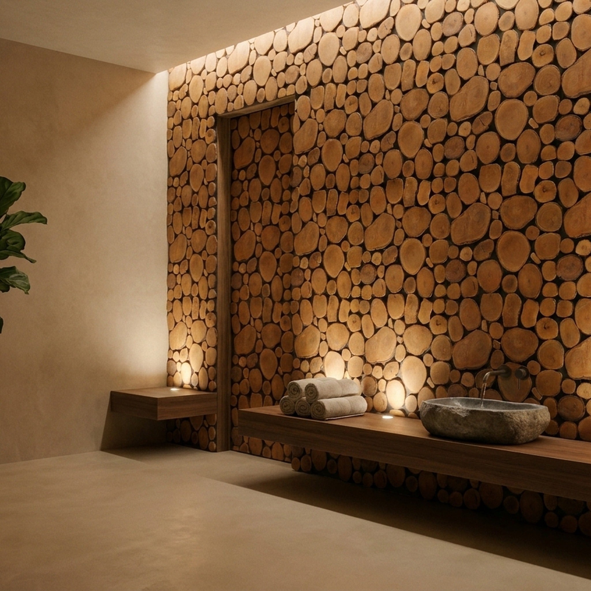 Lychee 3D Wood Wall Panel | 30×30 cm | Real Wood
