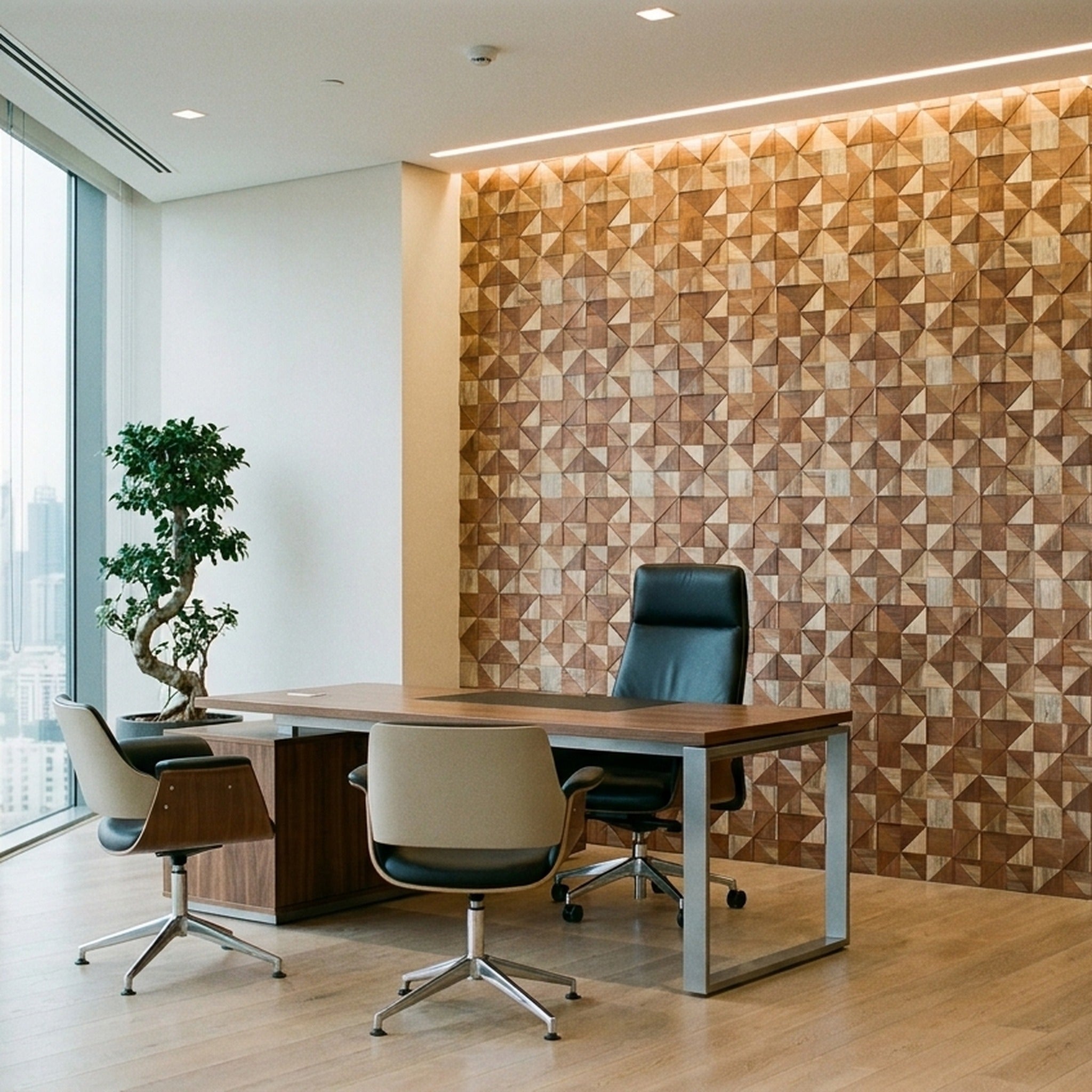 Merbau 3D Wood Wall Panel | 30×30 cm | Real Wood