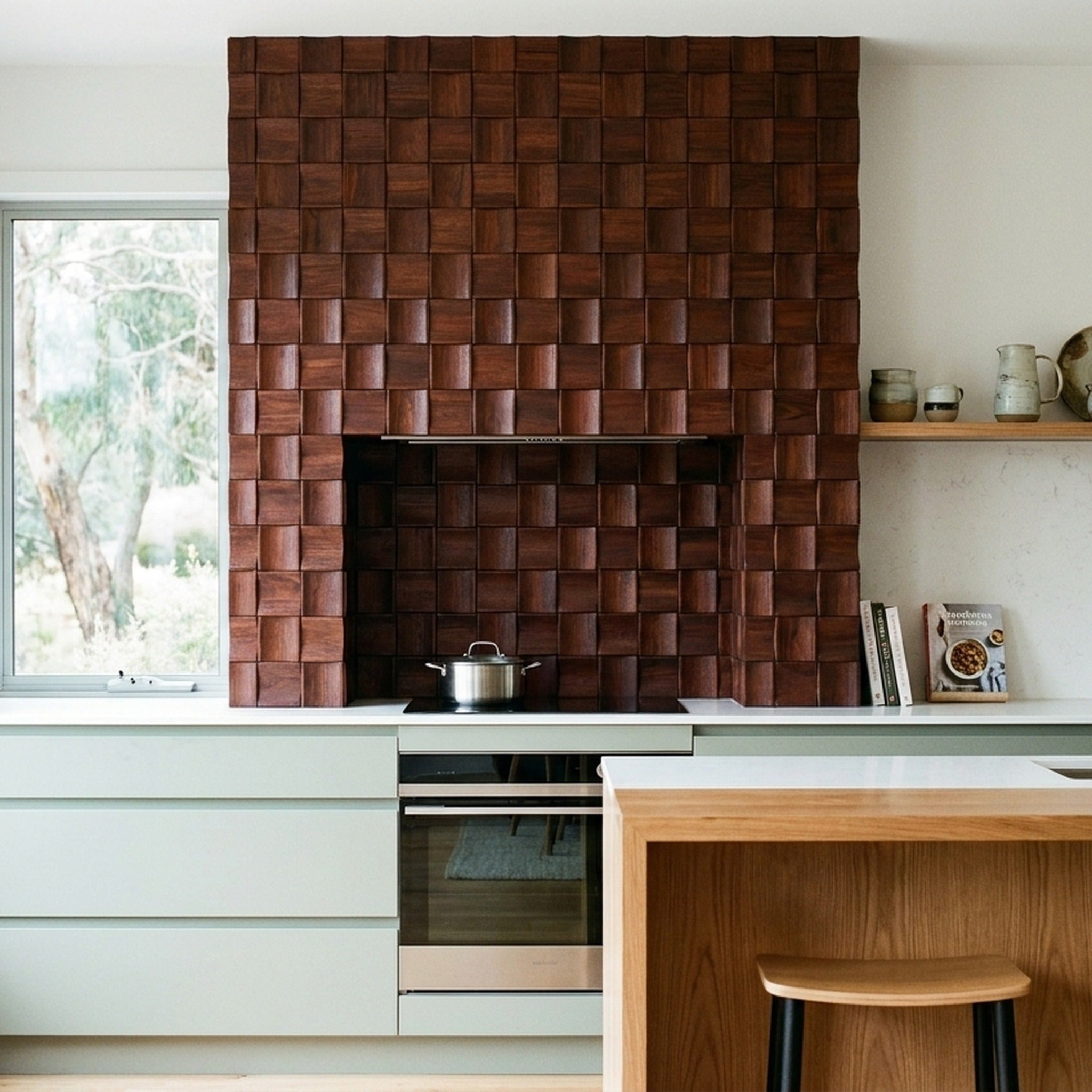 Merbau Long 3D Wood Wall Panel | 30×60 cm | Real Wood