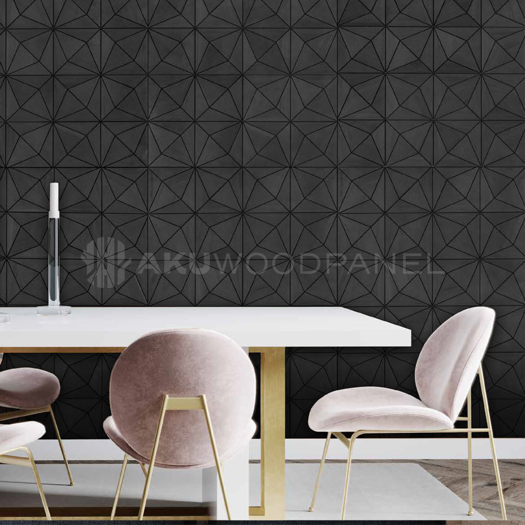 Sample - Decorative Wall Panel | Nolan - Black | American walnut | Handcrafted | 3D panel