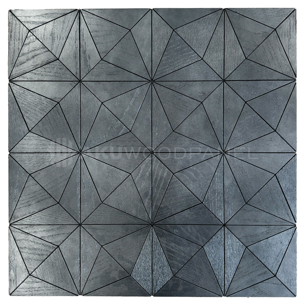 Nolan Black 3D Decorative Wall Panel 60x60cm Handcrafted Aku Woodpanel UK