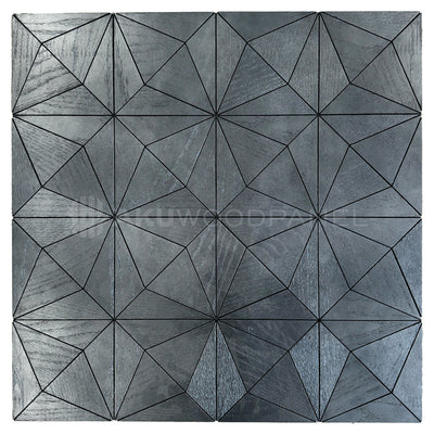 Nolan Black 3D Decorative Wall Panel 60x60cm Handcrafted Aku Woodpanel UK