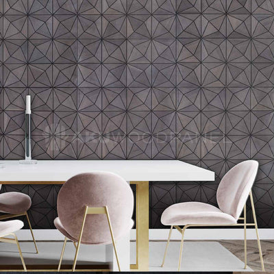 Nolan Rose Black 3D Decorative Wall Panel 60x60cm Handcrafted Aku Woodpanel UK