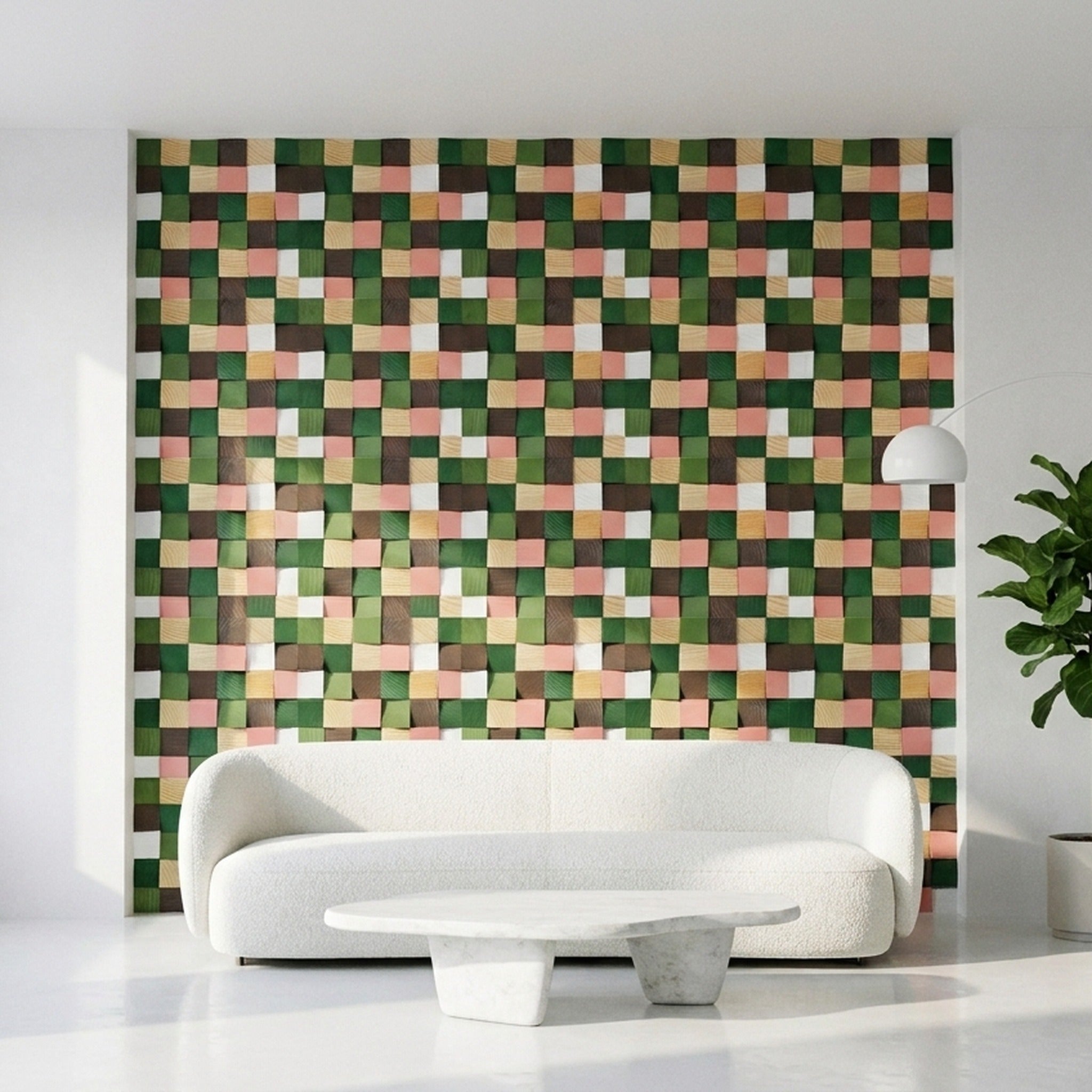 Rich Pine 3D Wood Wall Panel | 30×30 cm | Real Wood