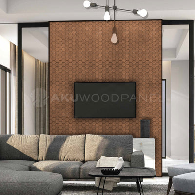 Snowdrop Smoked Brown 3D Decorative Wall Panel 60x60cm Handcrafted Aku Woodpanel UK