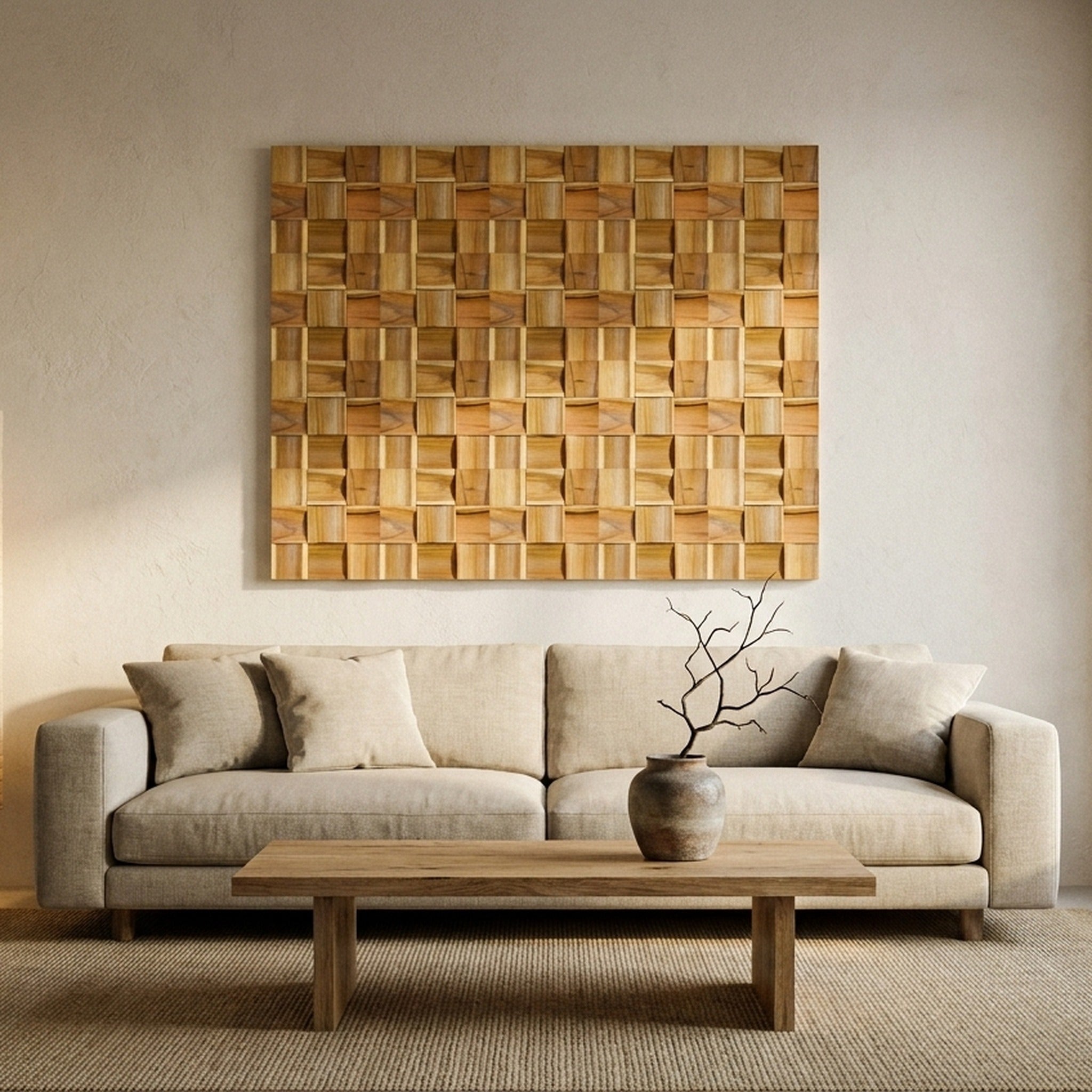 Timeless Teak 3D Wood Wall Panel | 30×30 cm | Real Wood