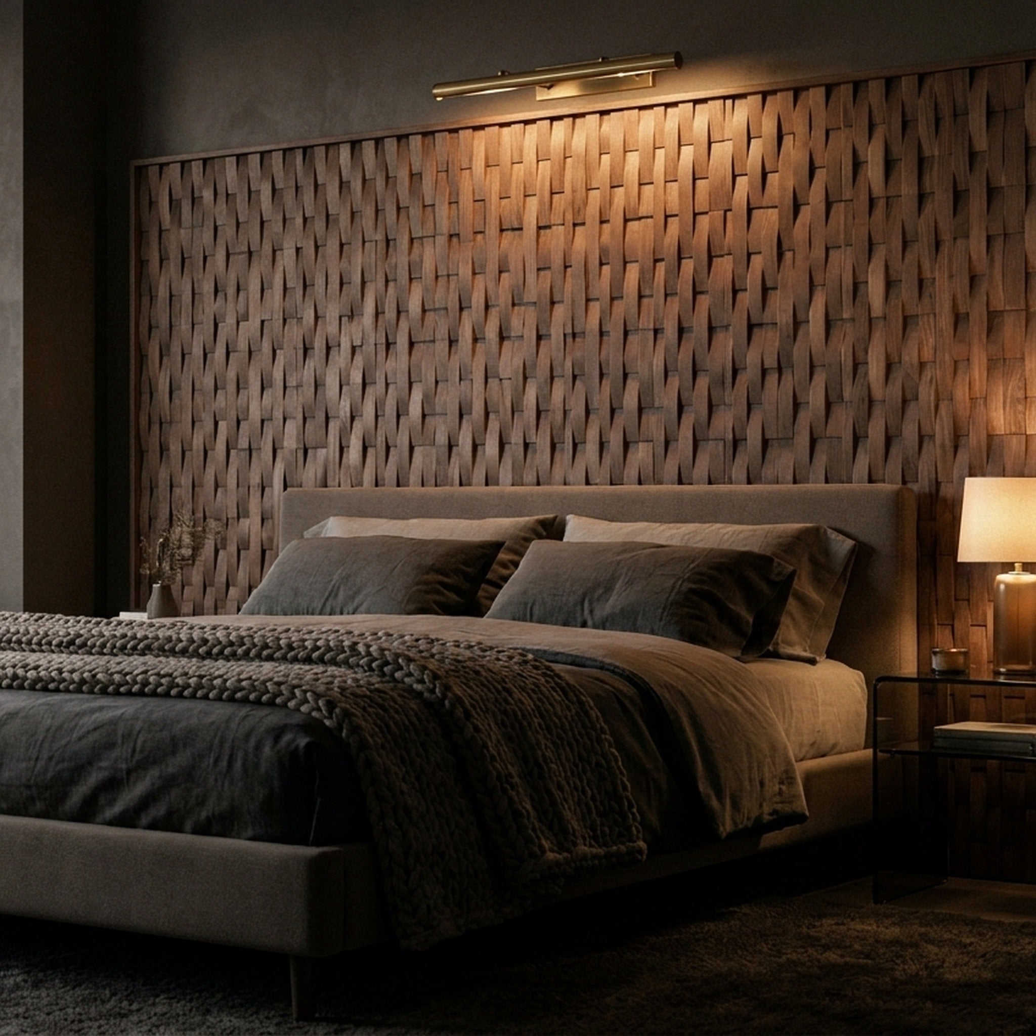 Deep Dusk Walnut 3D Wood Wall Panel | 30×30 cm | Real Wood