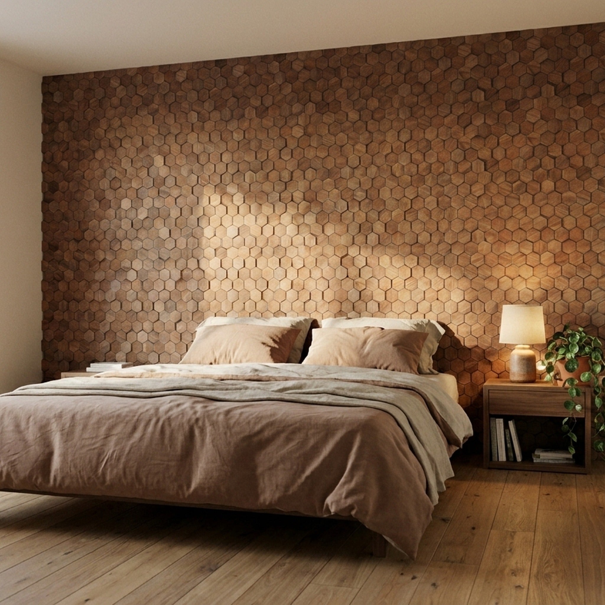 Velvet Walnut 3D Wood Wall Panel | 31×30 cm | Real Wood