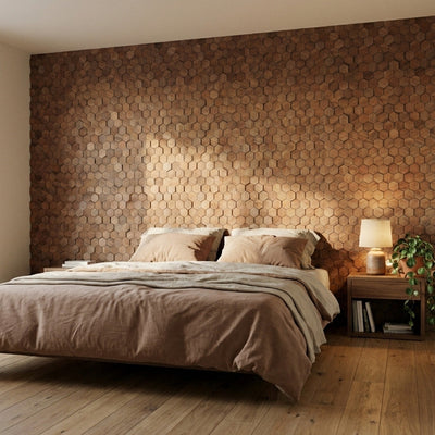 Velvet Walnut 3D Wood Wall Panel | 31×30 cm | Real Wood
