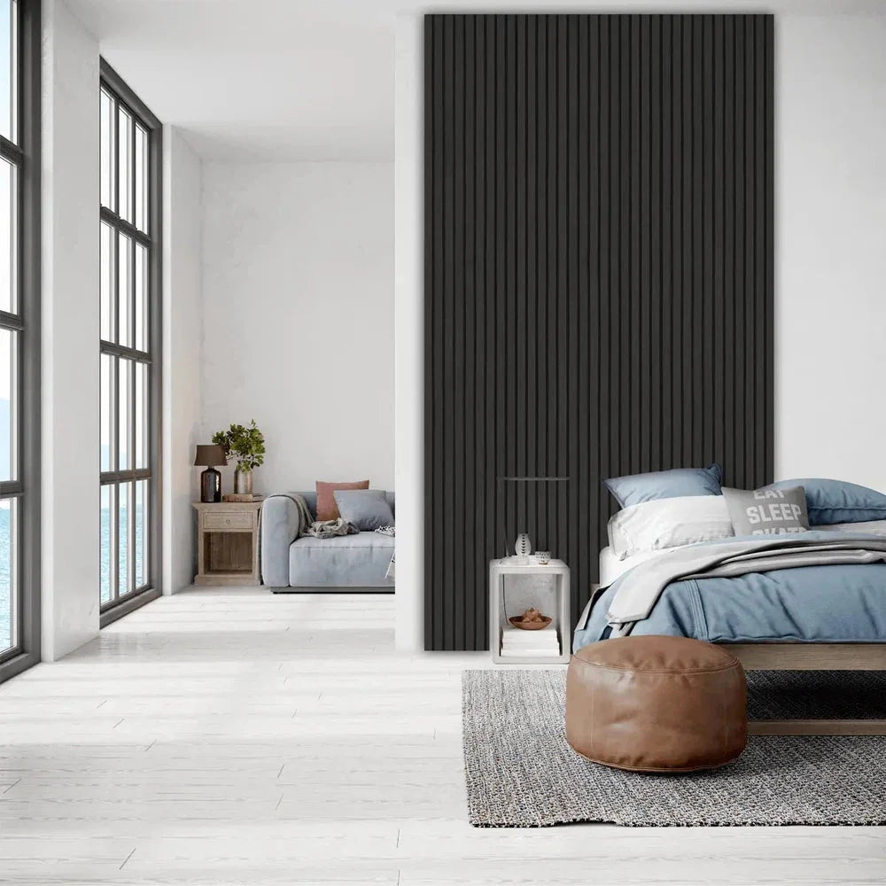 Black Oak 300 cm Acoustic Wooden Wall Panel 3-Sided Wood Veneer Aku Woodpanel UK