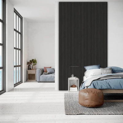 Black Oak 300 cm Acoustic Wooden Wall Panel 3-Sided Wood Veneer Aku Woodpanel UK