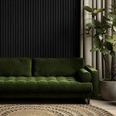 Black Oak 300 cm Acoustic Wooden Wall Panel 3-Sided Wood Veneer Aku Woodpanel UK
