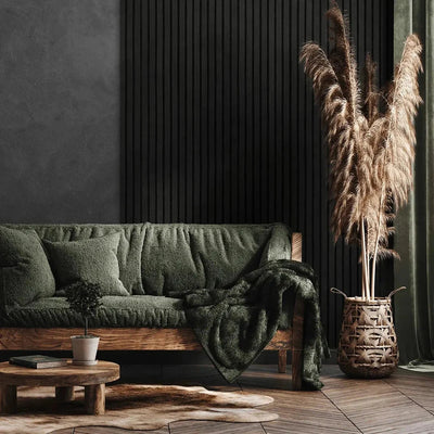 Black Oak 300 cm Acoustic Wooden Wall Panel 3-Sided Wood Veneer Aku Woodpanel UK