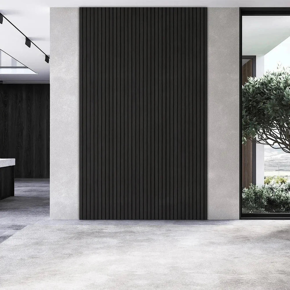 Black Oak 300 cm Acoustic Wooden Wall Panel 3-Sided Wood Veneer Aku Woodpanel UK