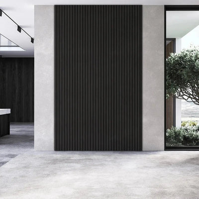Black Oak 300 cm Acoustic Wooden Wall Panel 3-Sided Wood Veneer Aku Woodpanel UK