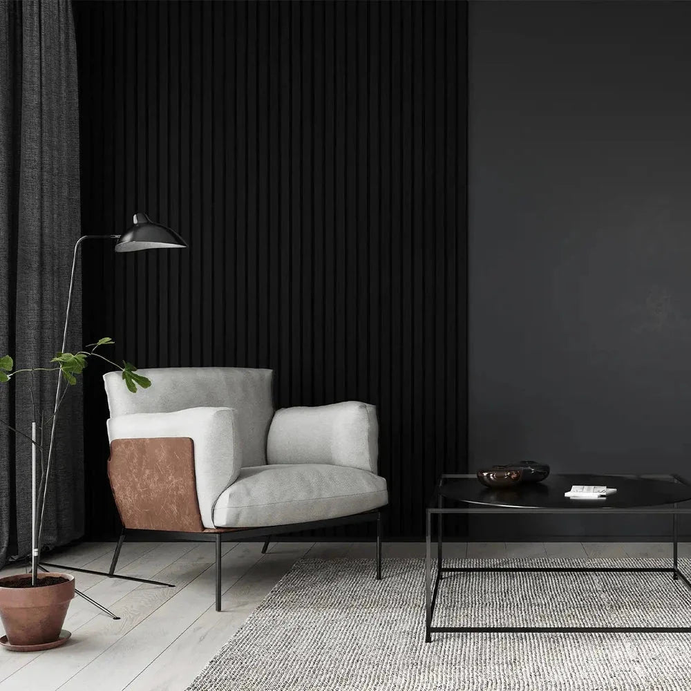 Black Oak 300 cm Acoustic Wooden Wall Panel 3-Sided Wood Veneer Aku Woodpanel UK