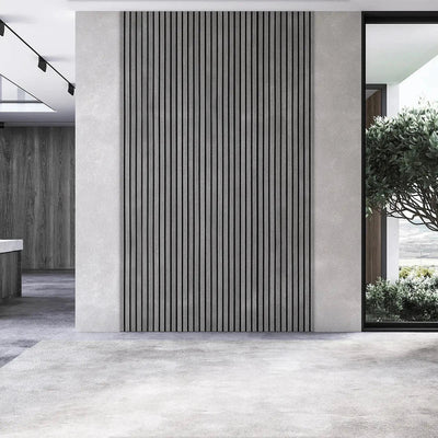 Grey Walnut Acoustic Wooden Wall Panel 3-Sided Wood Veneer Aku Woodpanel UK