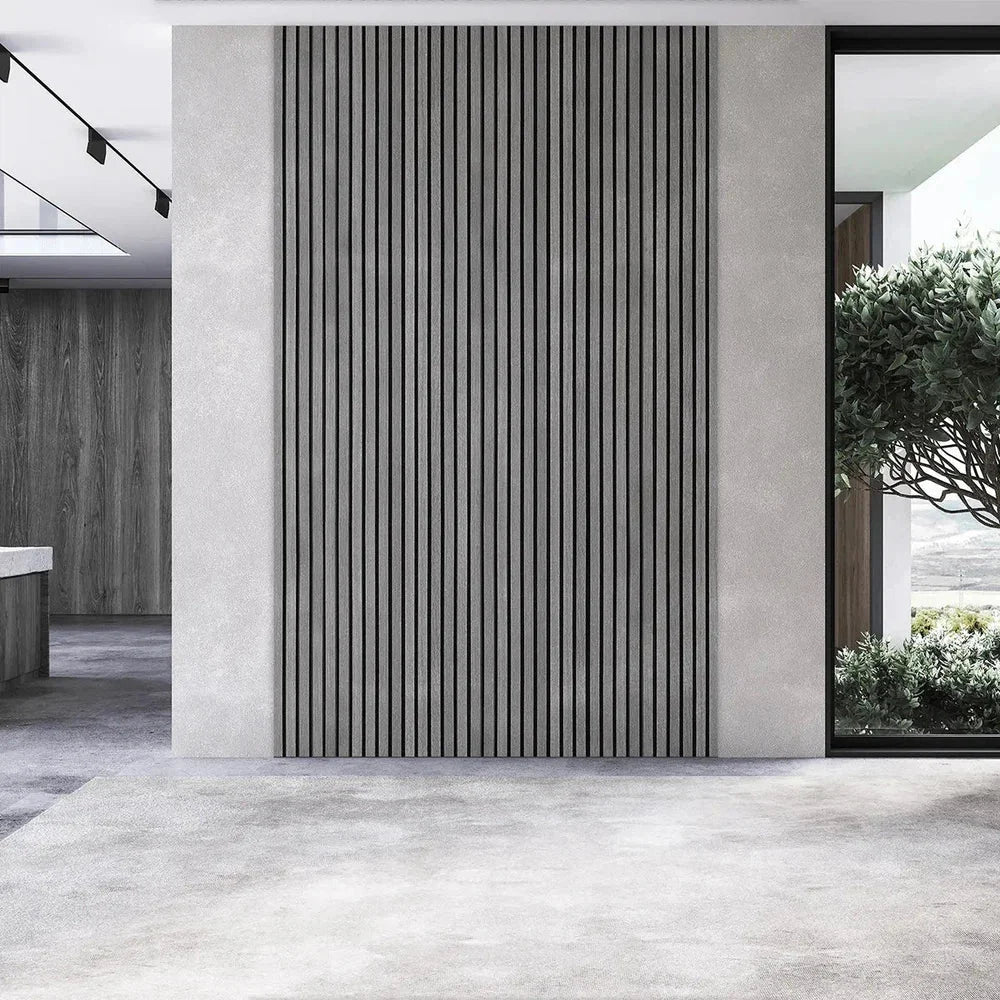 Grey Walnut 300 cm Acoustic Wooden Wall Panel 3-Sided Wood Veneer Aku Woodpanel UK