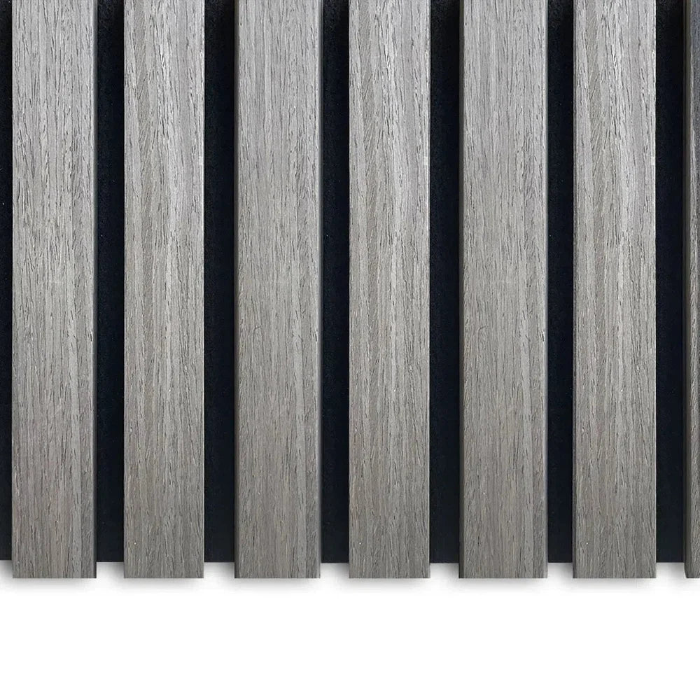Grey Walnut 300 cm Acoustic Wooden Wall Panel 3-Sided Wood Veneer Aku Woodpanel UK