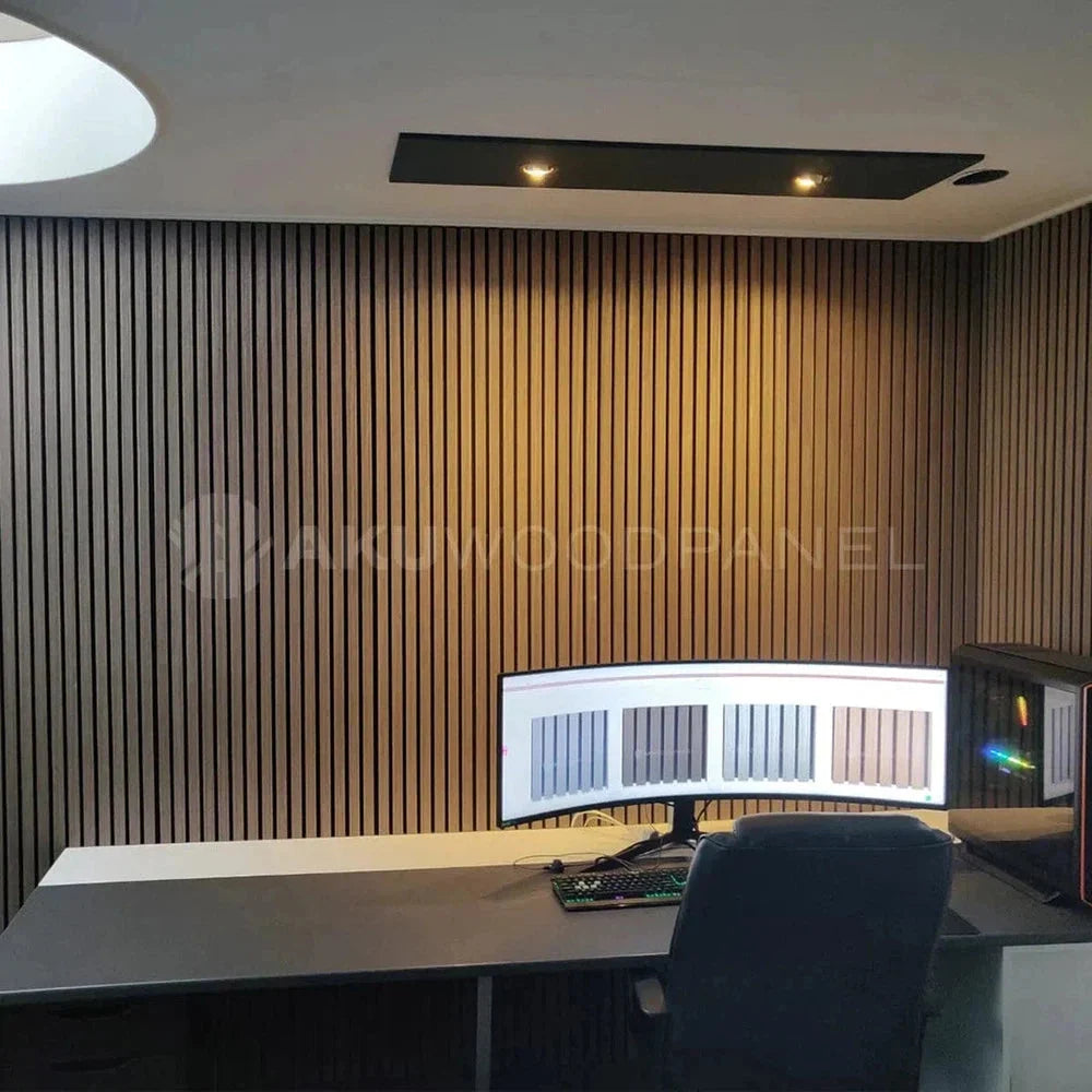 Mocca 300 cm Acoustic Wooden Wall Panel 3-Sided Wood Veneer Aku Woodpanel UK