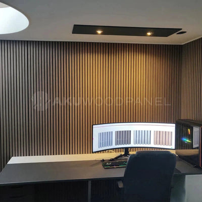Mocca Acoustic Wooden Wall Panel 3-Sided Wood Veneer Aku Woodpanel UK