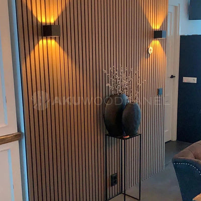 Mocca Acoustic Wooden Wall Panel 3-Sided Wood Veneer Aku Woodpanel UK