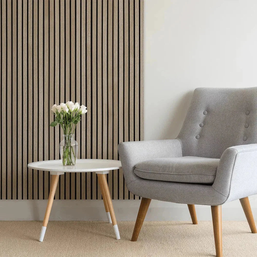Natural Oak 300 cm Acoustic Wooden Wall Panel 3-Sided Wood Veneer Aku Woodpanel UK