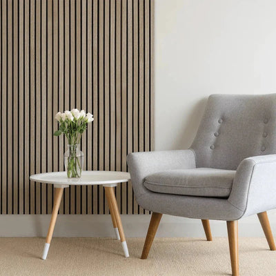 Natural Oak 300 cm Acoustic Wooden Wall Panel 3-Sided Wood Veneer Aku Woodpanel UK