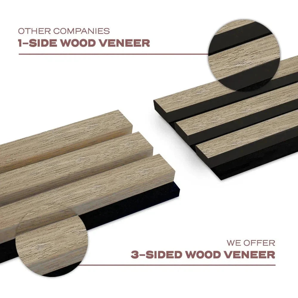 Natural Oak 300 cm Acoustic Wooden Wall Panel 3-Sided Wood Veneer Aku Woodpanel UK